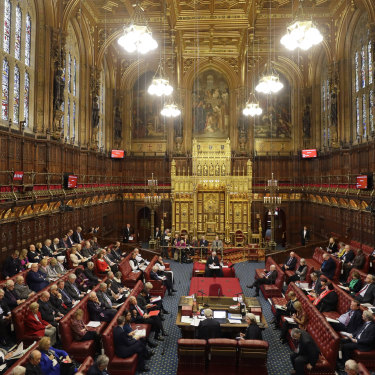 The House of Lords inside the magnificent neo-Gothic palace.