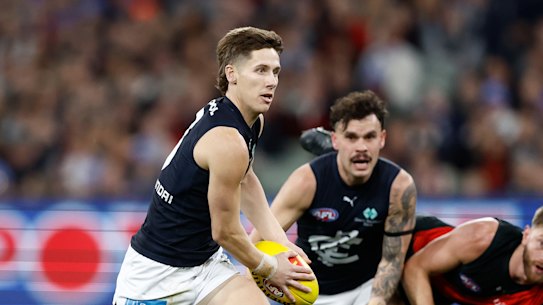 Lachie Fogarty and Zac Williams in action for the Blues. 