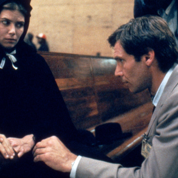 “Once you walk onto the set it’s the same anywhere”: Lukas Haas, Kelly McGillis and Harrison Ford in Witness.