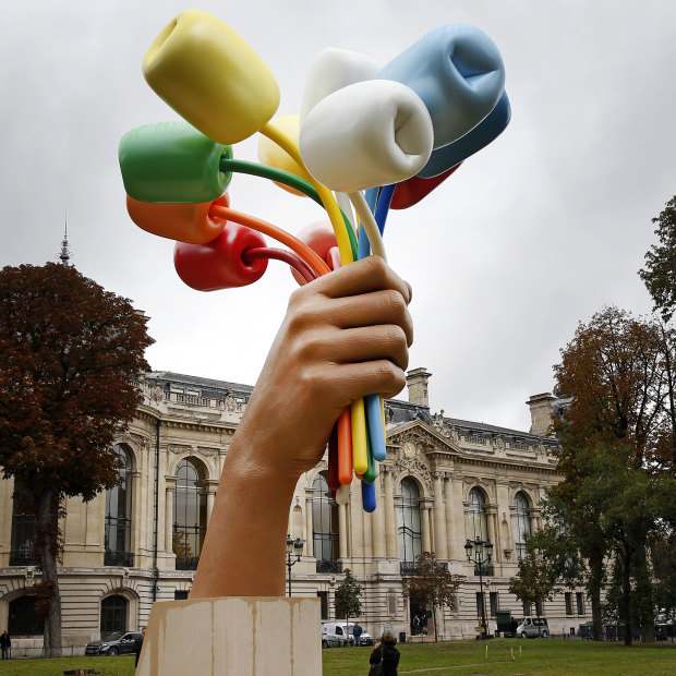 Koons’s "Bouquet of Tulips" in Paris: one local philosopher likened the sculpture to “11 coloured anuses mounted on stems”.