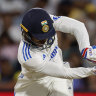 India’s Shubman Gill is bowled by Mitchell Starc in Adelaide.