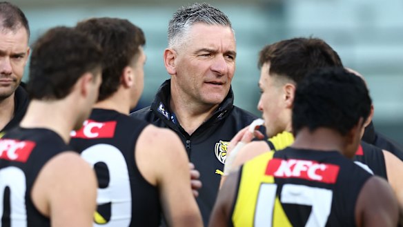 Adem Yze was not a fan of the delivery into Richmond’s forward line.