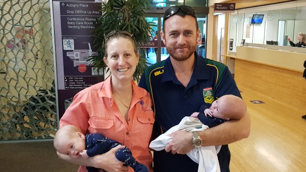 Samantha Hacon and Tim Pearson with their twin boys 