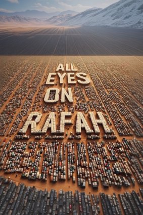 The “All Eyes on Rafah” post, believed to have been created by AI, that has been shared by millions of users on Instagram.