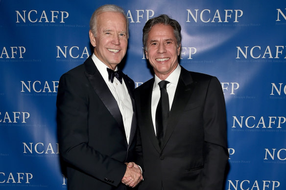 Joe Biden with the man he picked to be the next US secretary of state, Tony Blinken, in 2017. 
