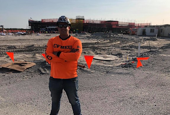 CFMEU delegate Hayden Jones pictured in 2019.