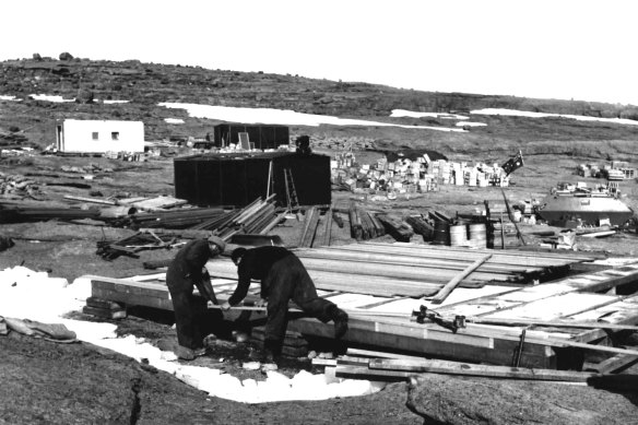 Mawson research station on the Antarctic mainland in 1954.