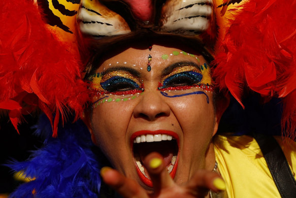 A Colombian fan before their clash with Jamaica tonight.