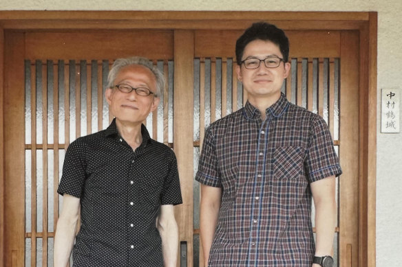 Yusuke Shiba (right) reunited with his father, one of Japan’s most renowned string instrument artists, Kakujo Nakamura, last year.