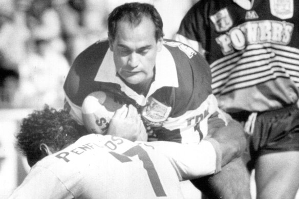 Queensland and Kangaroos great Dale Shearer during the Broncos’ loss to St George in 1991.