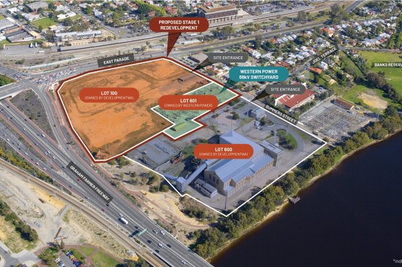 A breakdown of the land at the East Perth power station site. 