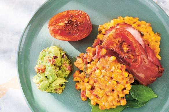 The combination of crunch and big flavours makes Bill Granger’s sweetcorn fritters a winner.