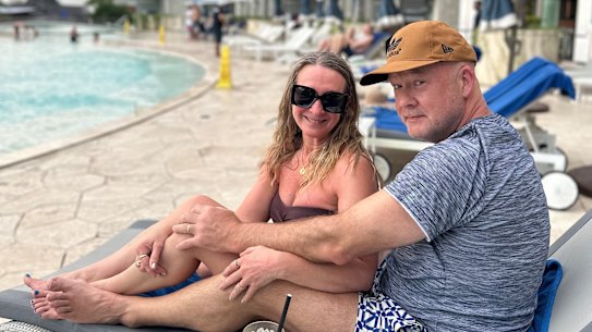 Kate Halfpenny and husband Chris in Bali.