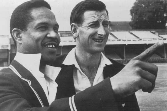 Garry Sobers, seen with Bill Lawry at Trent Bridge in 1968.