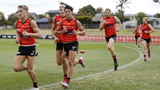 The Bombers were back at training on Monday.