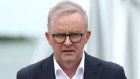 Prime Minister Anthony Albanese at a press conference in Mackay on Monday.