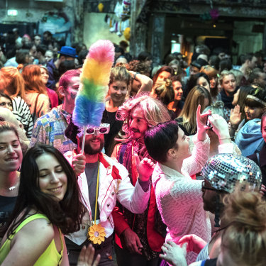 Berlin’s 24-hour party crowd dancing into the morning in 2015 at the Morning Gloryville event. 