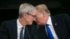 Former president Donald Trump and Apple boss Tim Cook. 