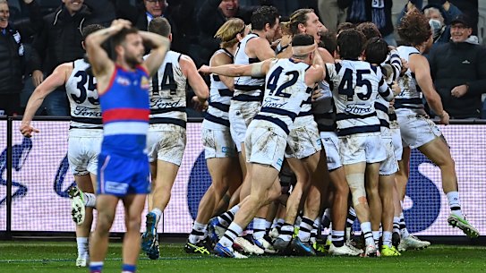 Joy and despair: Post-match scenes.