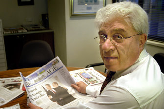 Michael Gawenda at his desk in 2004 during his time as editor of The Age. 