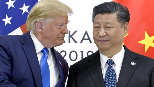 US President Donald Trump with Chinese President Xi Jinping in 2019. The Trump administration’s scattergun approach to China, with its trade wars and blizzard of sanctions, failed.