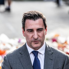 Scentre Group chief executive Elliott Rusanow outside the Bondi shopping centre on Monday.