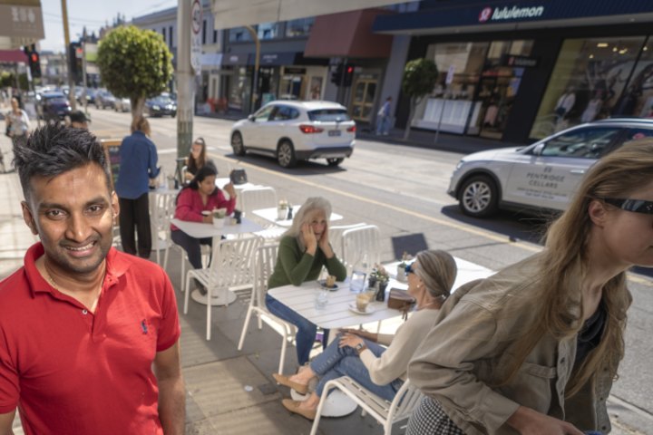 Lahiru Kumarage, outside his High Society café on High Street, Armadale.
