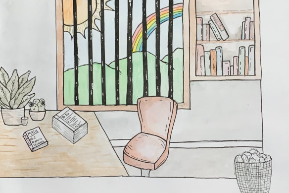 A drawing by Hannah Lemon, year 9, on learning from home.
