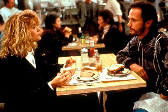 Meg Ryan with Billy Crystal in the 1989 romantic comedy When Harry Met Sally..., directed by Rob Reiner. 