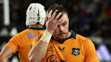 Ryan Lonergan of the Wallabies looks dejected.