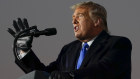 US President Donald Trump speaks during a campaign rally in West Salem, Wisconsin. 