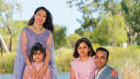 Jit Goya with Jyoti Jain and their daughters Javy, 9, and Oceana, 5, in Perth.