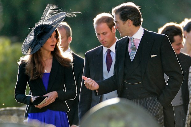 Kate Middleton, now the Princess of Wales, and Prince William with his close friend Edward van Cutsem in October 2010 in Cheltenham, England. (Photo by Indigo/Getty Images)