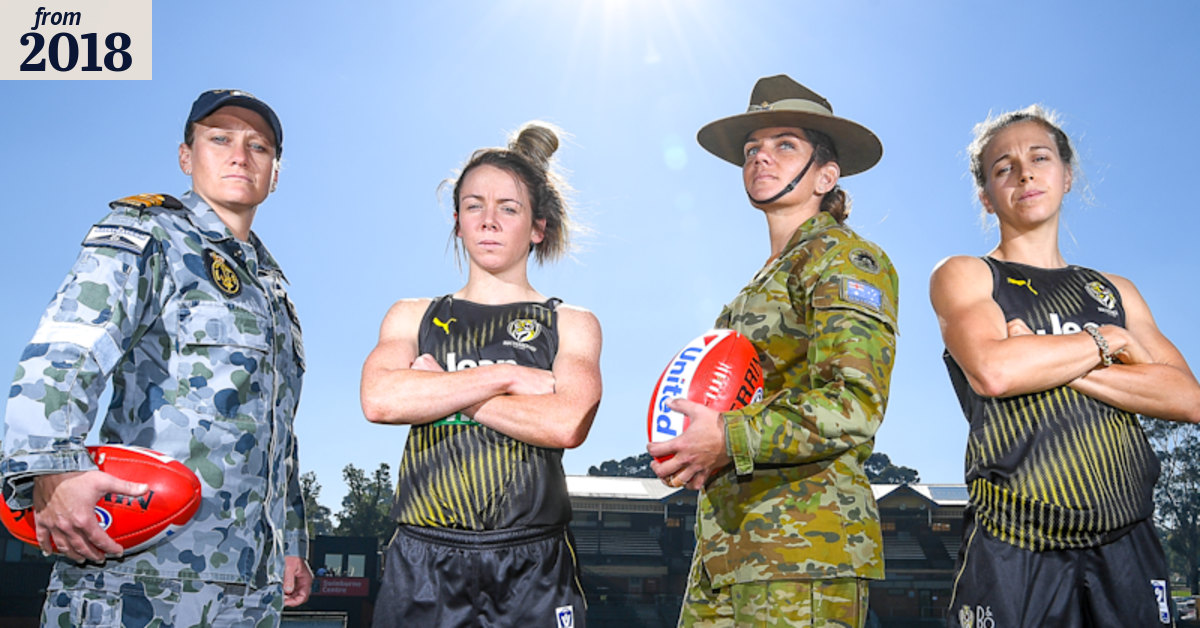 Female ADF members get their footy fix