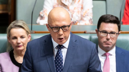 Opposition Leader Peter Dutton during his budget-in-reply speech.