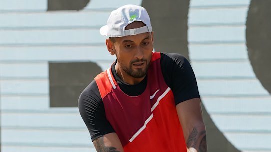 Nick Kyrgios during Saturday’s Stuttgart Open semi-final against Andy Murray