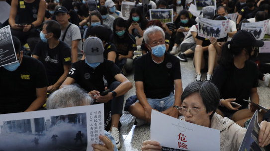 Pro-democracy protesters held a demonstration at Hong Kong's airport Friday.