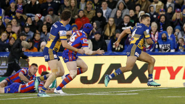 Drawcard: Jarryd Hayne was back at somewhere near his best on Friday night, but couldn't stop the Eels going down to Newcastle.
