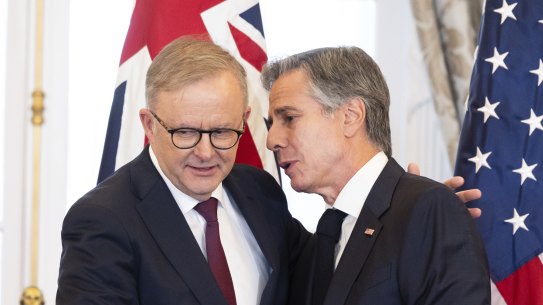US Secretary of State Antony Blinken shares his thoughts with Prime Minister Anthony Albanese.