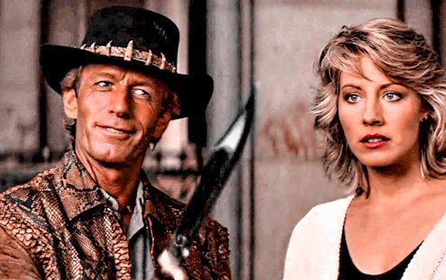 The famous “that’s not a knife, that’s a knife” scene from Crocodile Dundee.