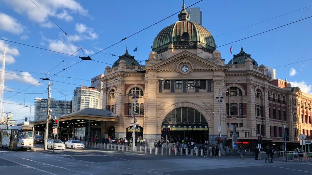 Impression of Flinders Street Station once the permanent bollards are installed.