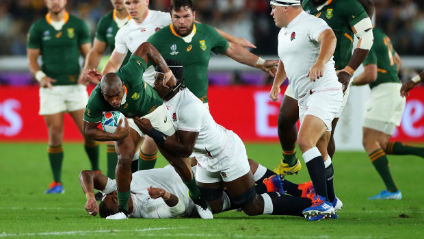 England's Kyle Sinckler suffered a concussion while making a tackle in the Rugby World Cup final.