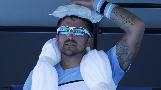 Ice packs are set to be in hot demand on Thursday as the temperature soars. Serbia's Janko Tipsarevic used one to cool himself down earlier in the week.