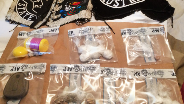 A photo released by ACT Policing following a raid on the home of ACT chapter president of the Nomads outlaw motorcycle club Lucas Gordon Clark. The images show cocaine and ammunition.