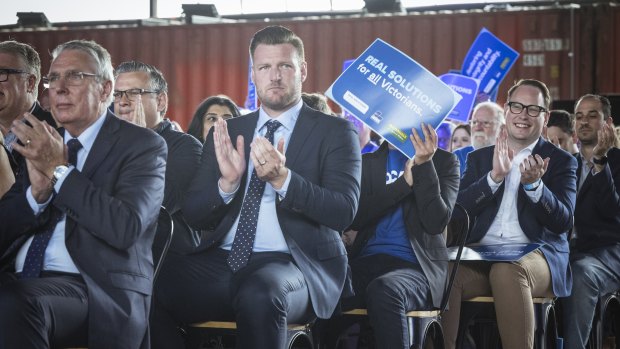 Sam Groth (middle) at the party’s campaign launch.