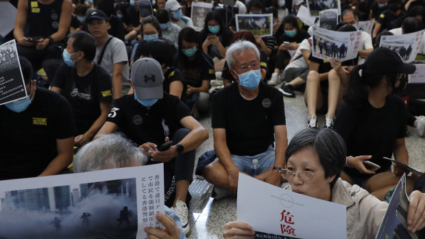 Pro-democracy protesters held a demonstration at Hong Kong's airport Friday.