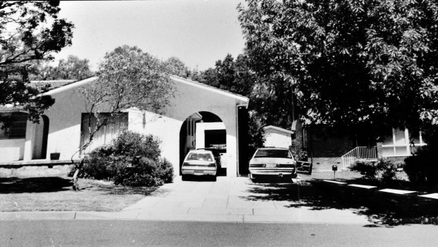 The scene of Assistant Commissioner Colin Winchester's murder in Lawley St, Deakin. Mr Winchester's house is on the left, but habitually parked in the driveway of a neighbour’s home on the right.
