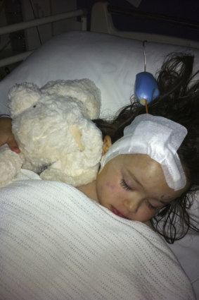 Audrey Anderson when she was five-years-old following treatment with proton therapy.