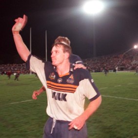 Brett Robinson in his playing days in 1997; he captained the inaugural Brumbies team.