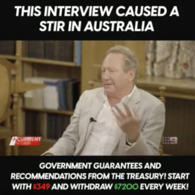 An example of a scam ad showing Andrew Forrest’s likeness.